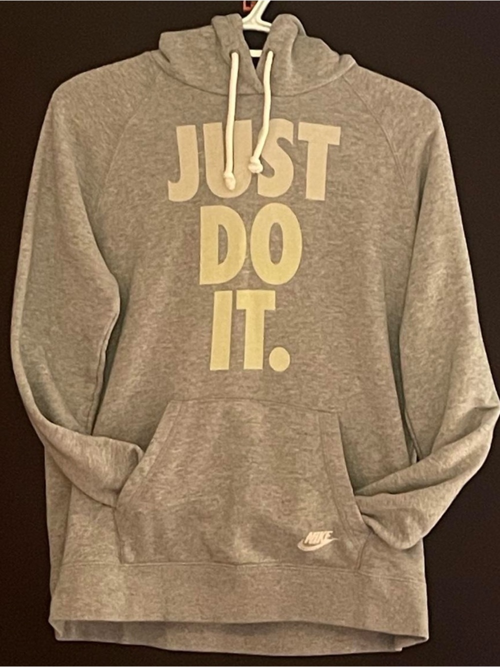 Nike Gray Hoodie with Cream 'Just Do It.' Graphic